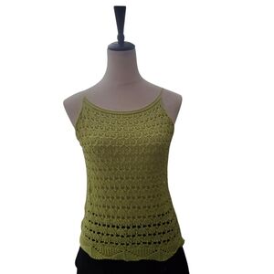 Lime Green Crochet Top with Scoop Neckline